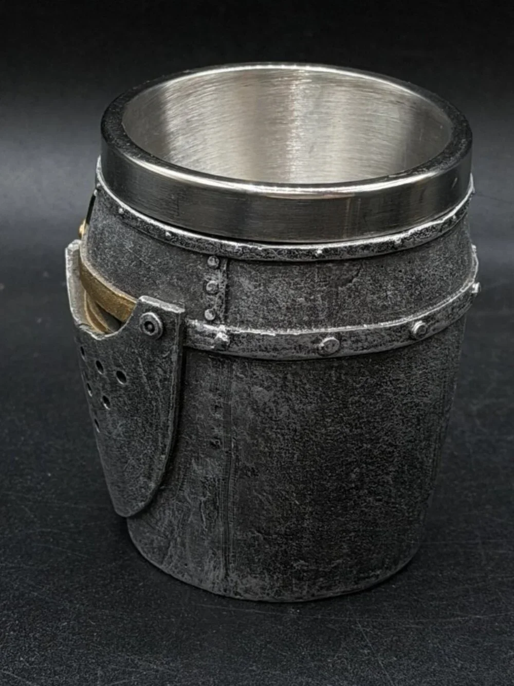Medieval Knight Of The Cross Suit of Armor Helm Drinkware Shot Glass